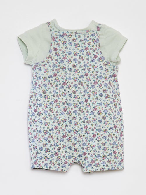 T-shirt + tuta corta con stampa a fiori - 2 pezzi - Kiabi