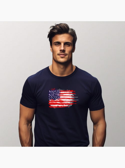 T-shirt Uomo - AMERICAN SPATTER FLAG - Kiabi