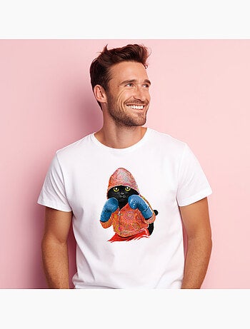 T-shirt Uomo - BOXING CAT BLACK