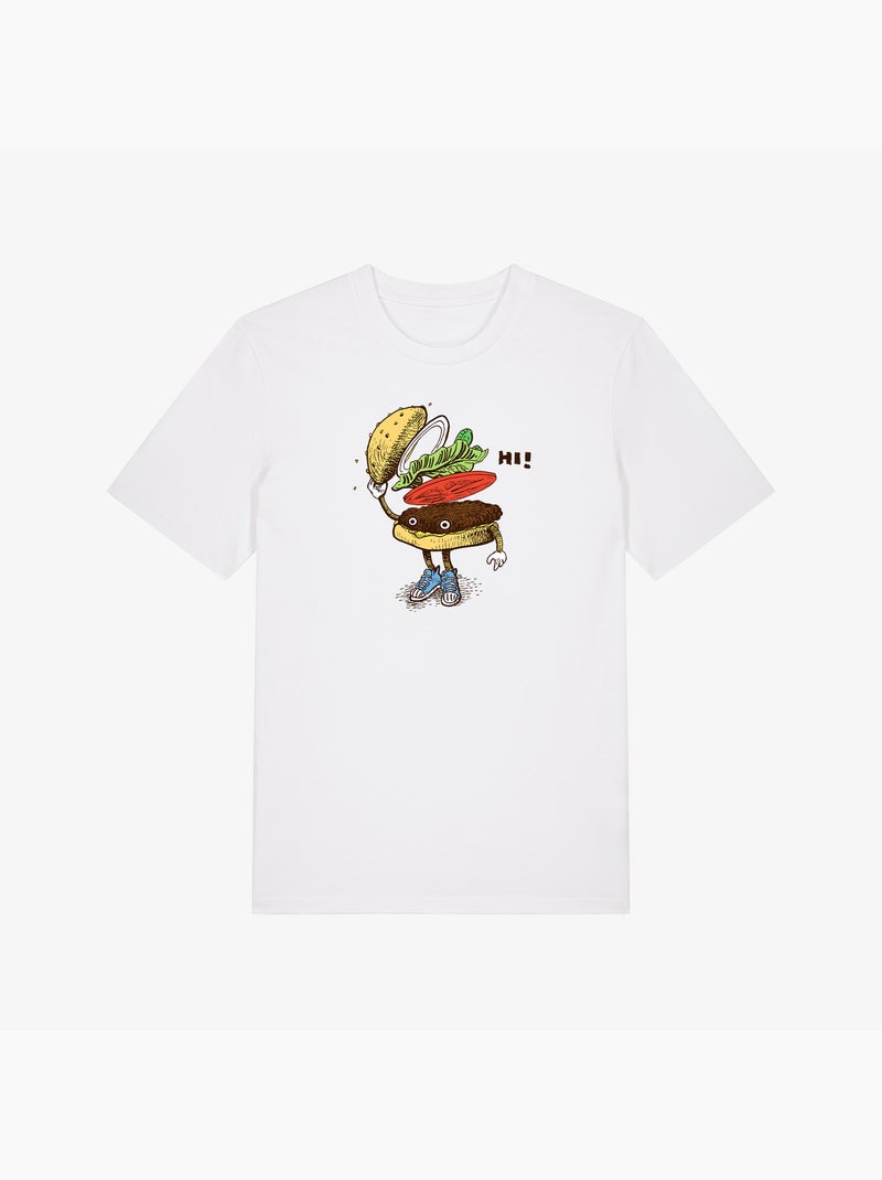 T-shirt Uomo - BURGER GREETING Bianco - Kiabi