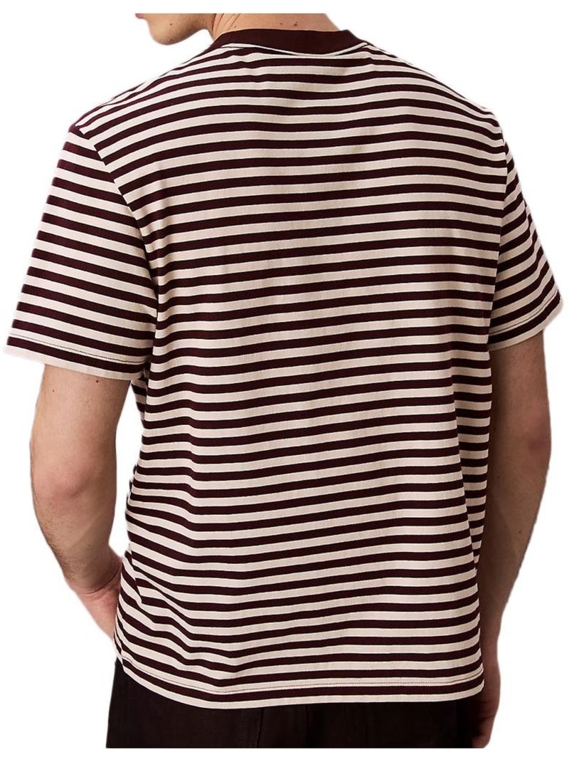T-Shirt Uomo Calvin Klein Jeans a Righe Marrone cappuccino - Kiabi
