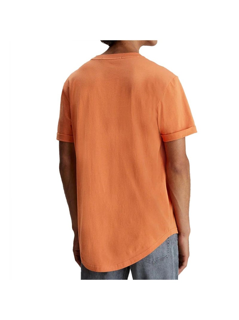T-shirt Uomo Calvin Klein Jeans con Risvolto e Logo Arancione - Kiabi