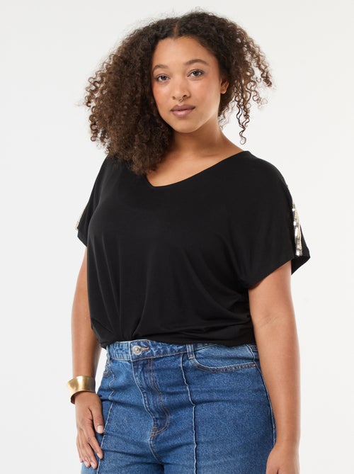 T-shirt 'Vero Moda' scollo a V con paillettes - Kiabi