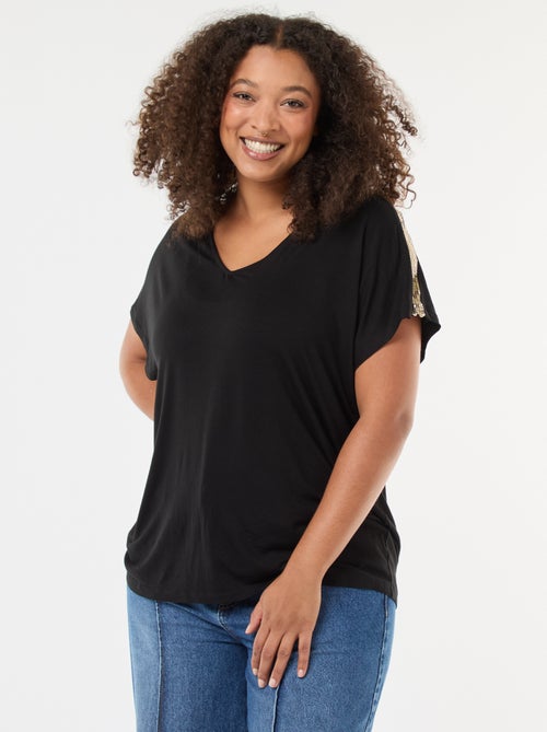 T-shirt 'Vero Moda' scollo a V con paillettes - Kiabi