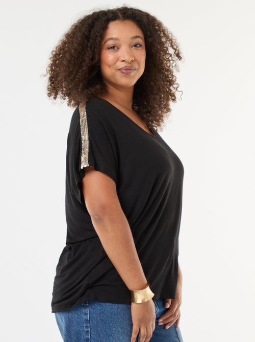 T-shirt 'Vero Moda' scollo a V con paillettes - Kiabi