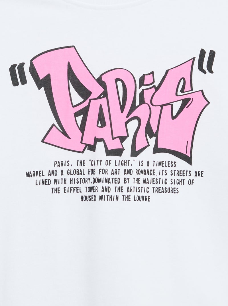 T-shirt vintage con stampa skate a maniche corte Bianco - Kiabi
