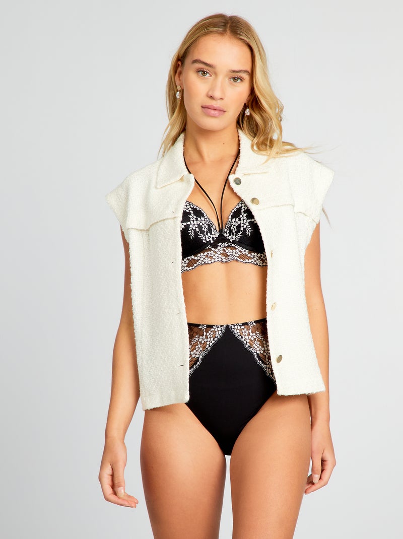 Tanga a vita alta in pizzo nero - Kiabi
