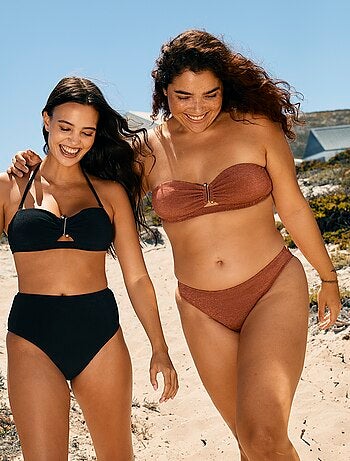 Tanga bikini in maglia testurizzata