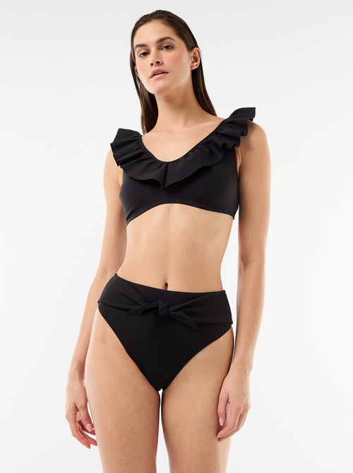 Tanga da bagno a vita alta in microfibra morbida - Kiabi