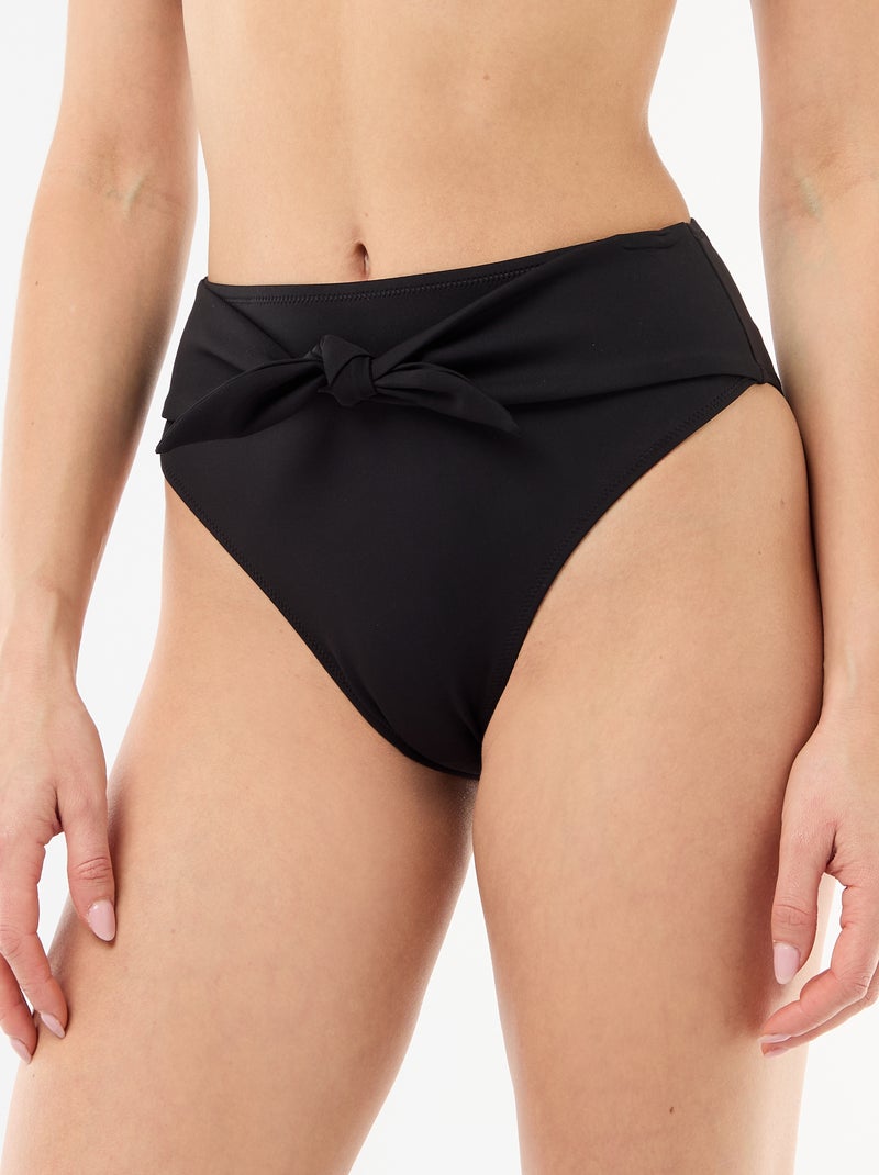 Tanga da bagno a vita alta in microfibra morbida Nero - Kiabi