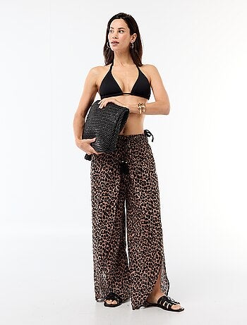 Tanga da bagno in maglia testurizzata con lacci da annodare