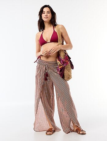 Tanga da bagno in maglia testurizzata con lacci da annodare