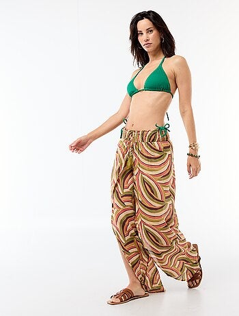 Tanga da bagno in maglia testurizzata con lacci da annodare