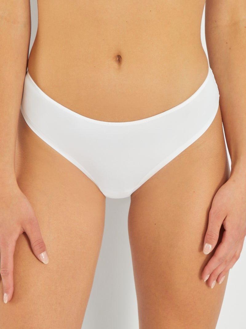 Tanga in microfibra e pizzo bianco - Kiabi