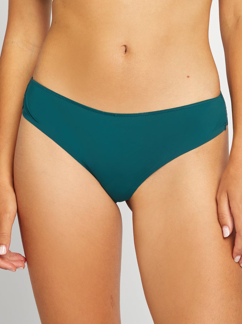 Tanga in microfibra e pizzo VERDE - Kiabi
