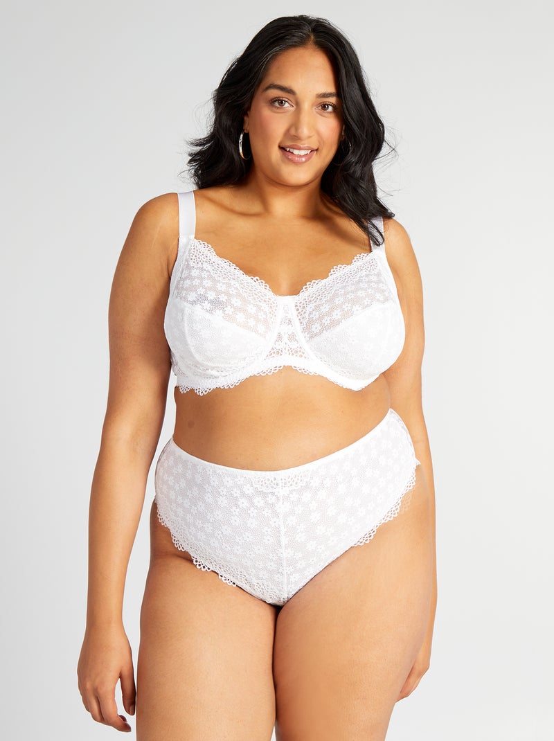Tanga in pizzo con microfibra bianco - Kiabi