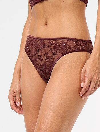 Tanga in pizzo con paillettes