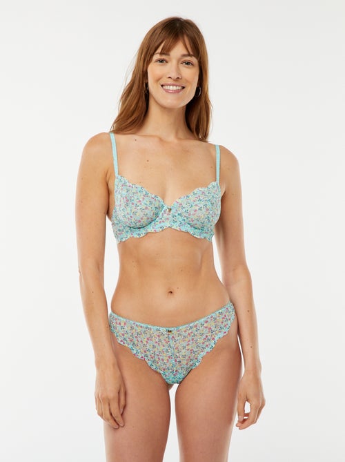 Tanga in pizzo con stampa floreale tricolore - Kiabi