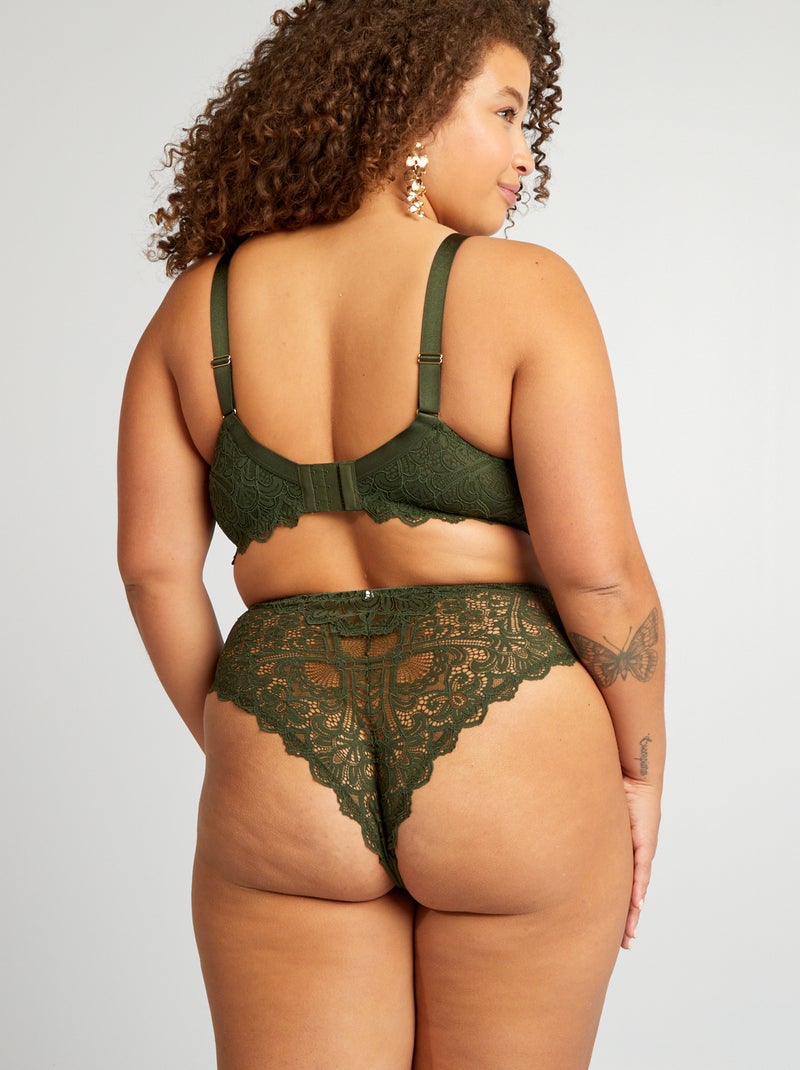 Tanga in pizzo e microfibra VERDE - Kiabi