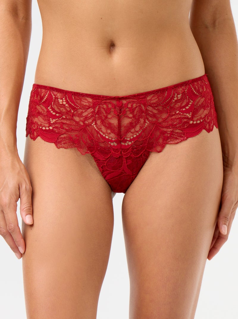 Tanga in pizzo paillettato Rosso - Kiabi