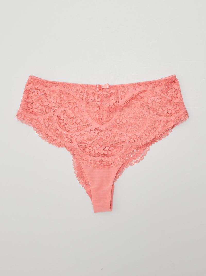 Tanga in pizzo rosa - Kiabi