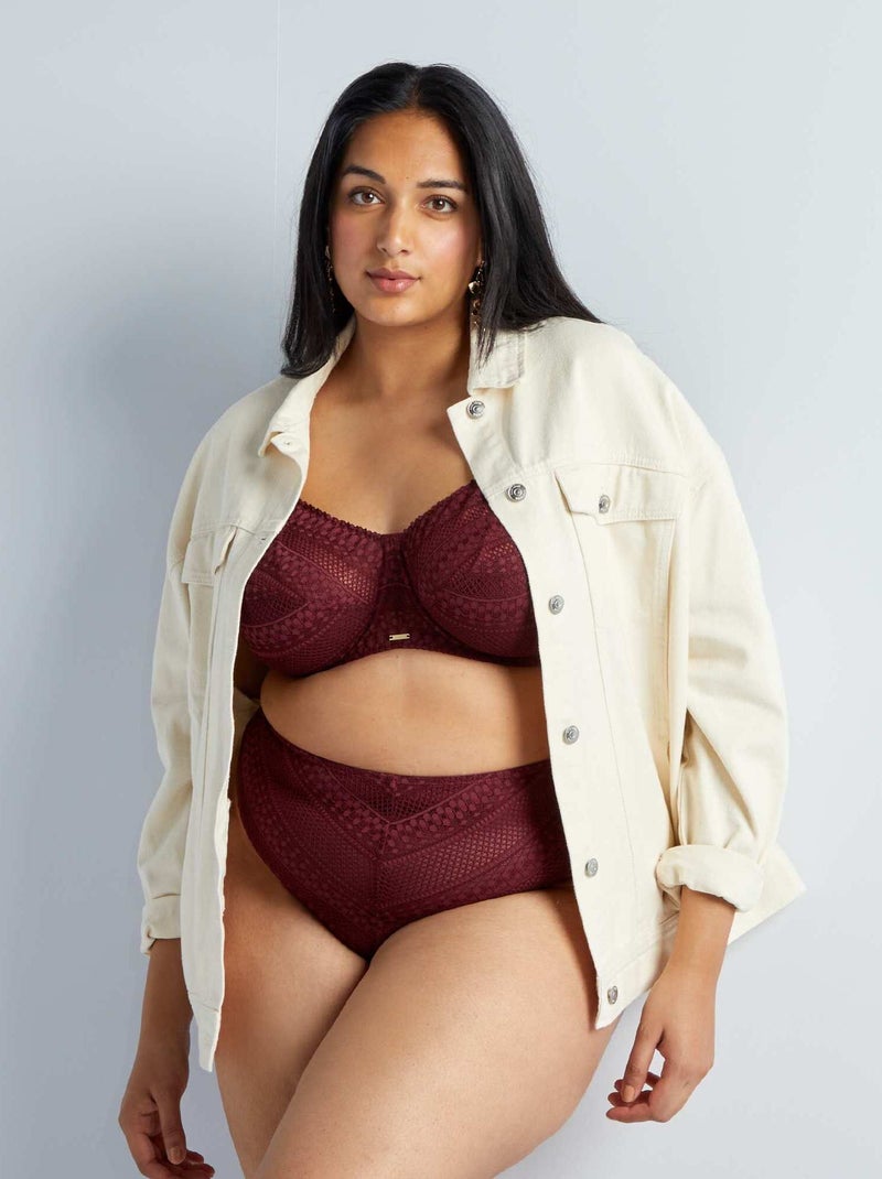 Tanga in pizzo spigato ROSSO - Kiabi