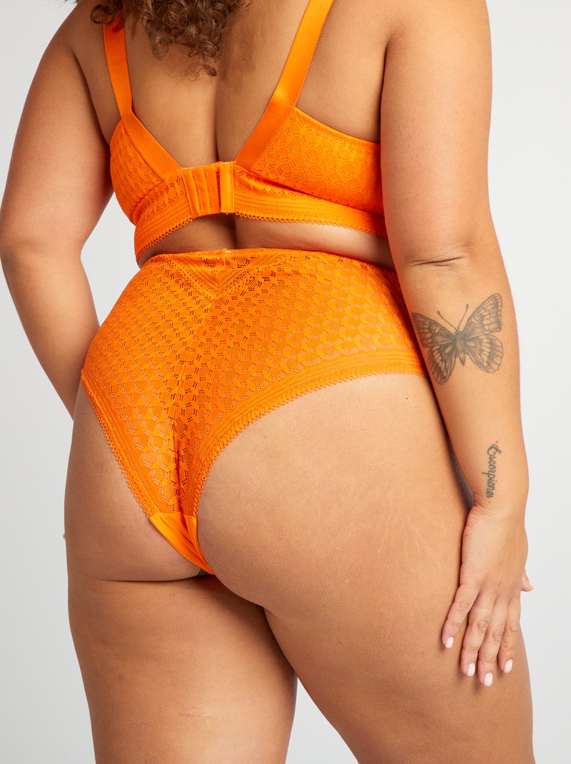 Tanga in pizzo trasparente ARANCIONE - Kiabi