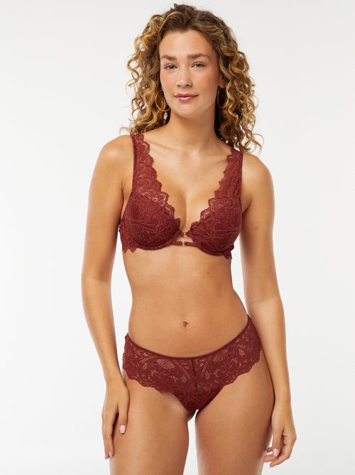 Tanga in pizzo trasparente con gioiello fantasia - Kiabi