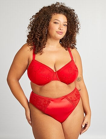 Tanga in raso e tulle ricamato