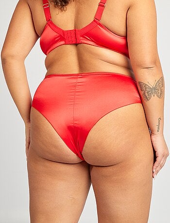 Tanga in raso e tulle ricamato