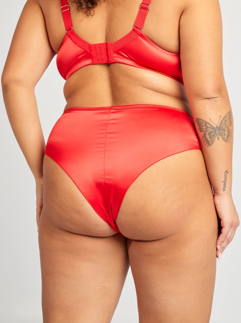 Tanga in raso e tulle ricamato ROSSO - Kiabi