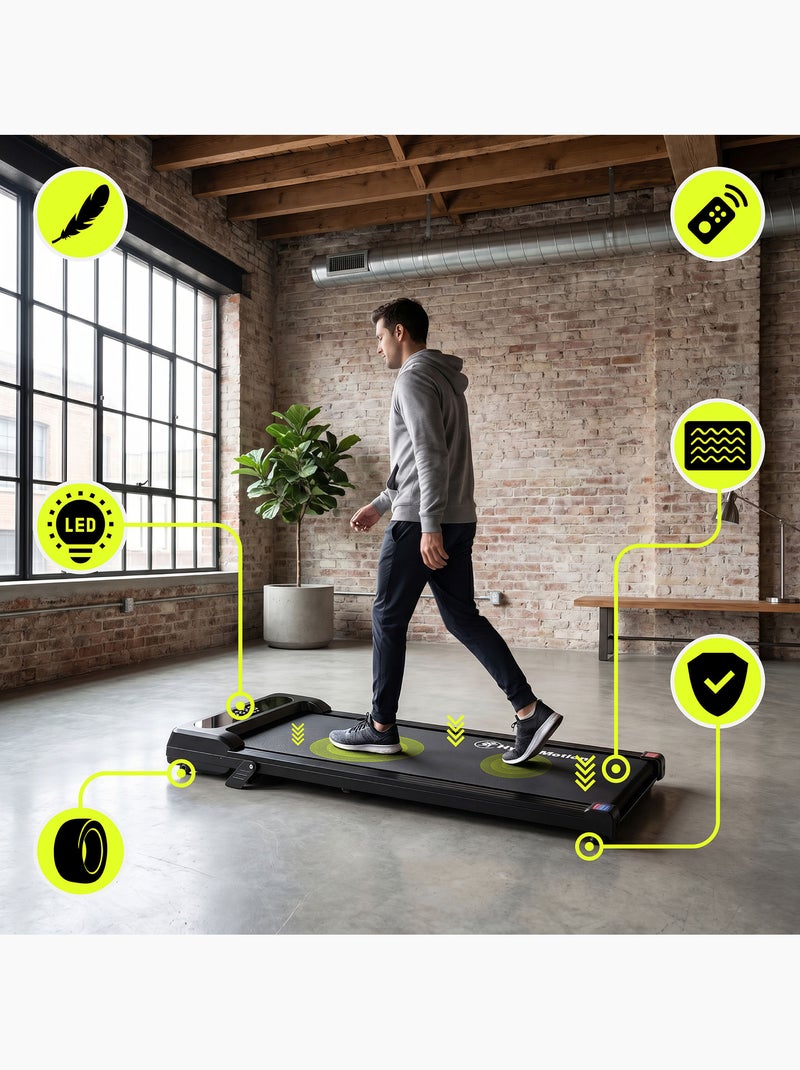 Tapis roulant elettrico sottoscrivania walkpad hypermotion compatto 1-6 km/h per casa e ufficio Nero - Kiabi