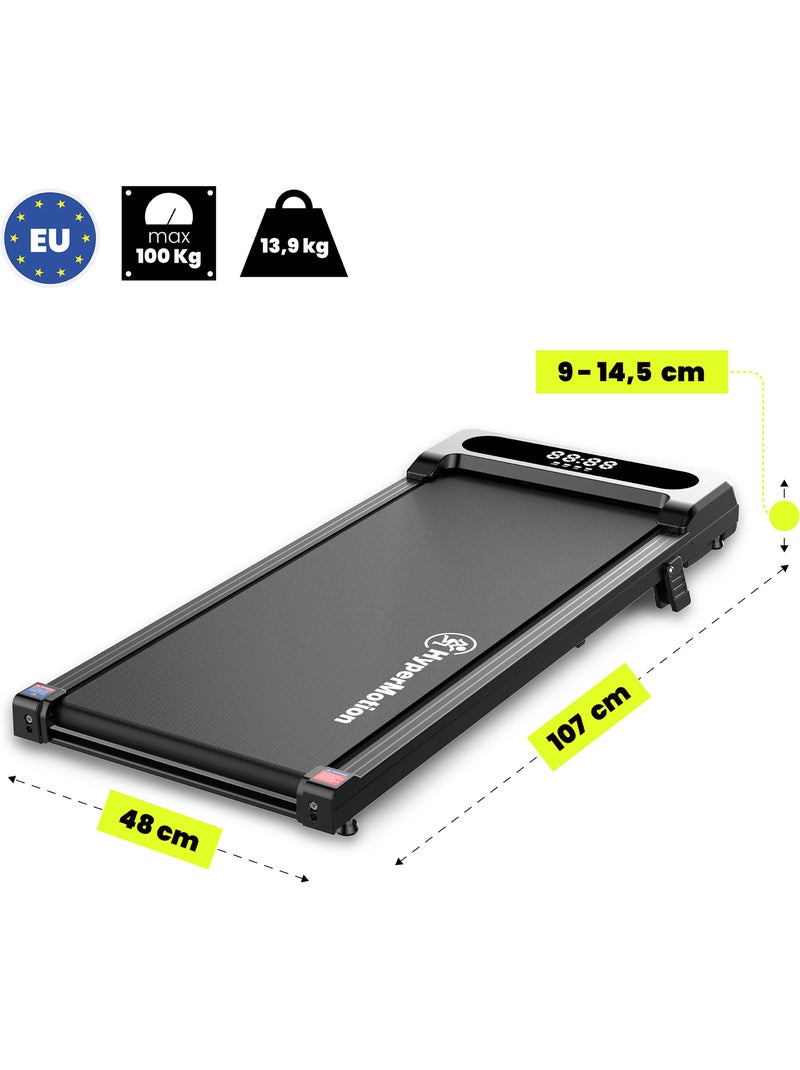 Tapis roulant elettrico sottoscrivania walkpad hypermotion compatto 1-6 km/h per casa e ufficio Nero - Kiabi