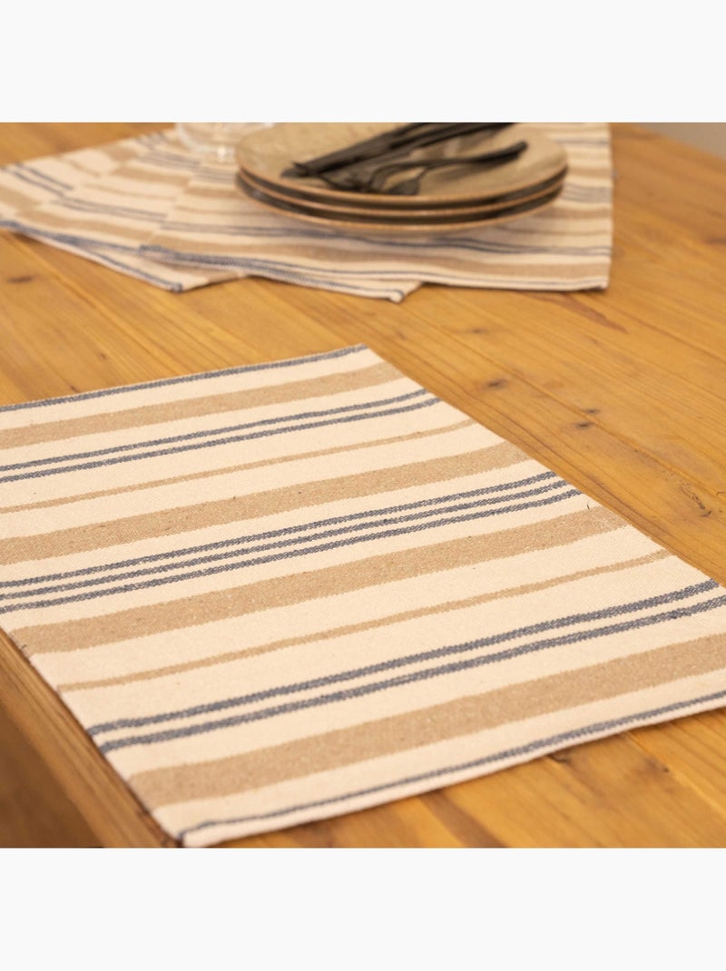 Tappetino a strisce di cotone spesso Blu scuro - Kiabi