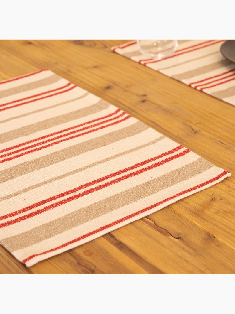 Tappetino a strisce di cotone spesso Rosso - Kiabi