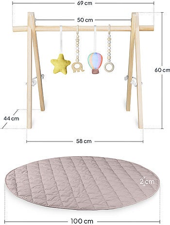 Tappetino da gioco LIONELO Anice con arco in legno - Pieghevole - Tappetino da 2 cm