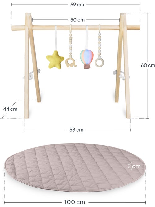 Tappetino da gioco LIONELO Anice con arco in legno - Pieghevole - Tappetino da 2 cm - Kiabi