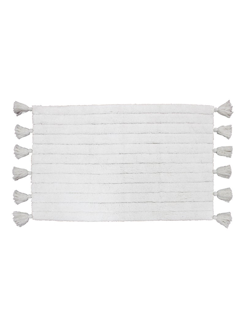 Tappeto da bagno a tinta unita e con nappe Bianco - Kiabi