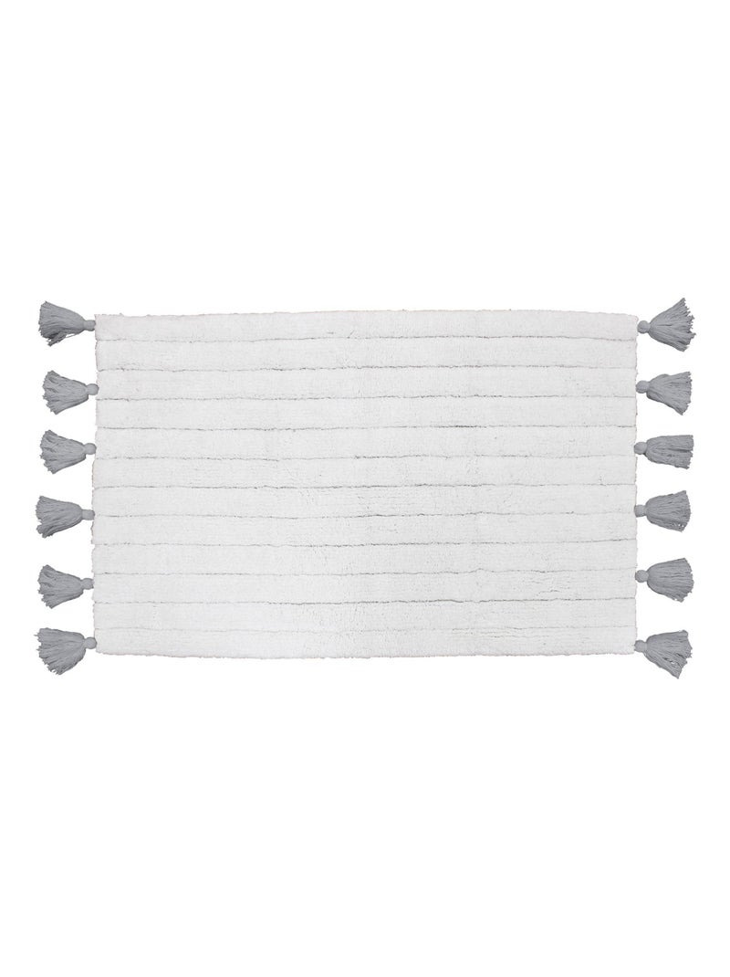 Tappeto da bagno a tinta unita e con nappe Grigio chiaro - Kiabi