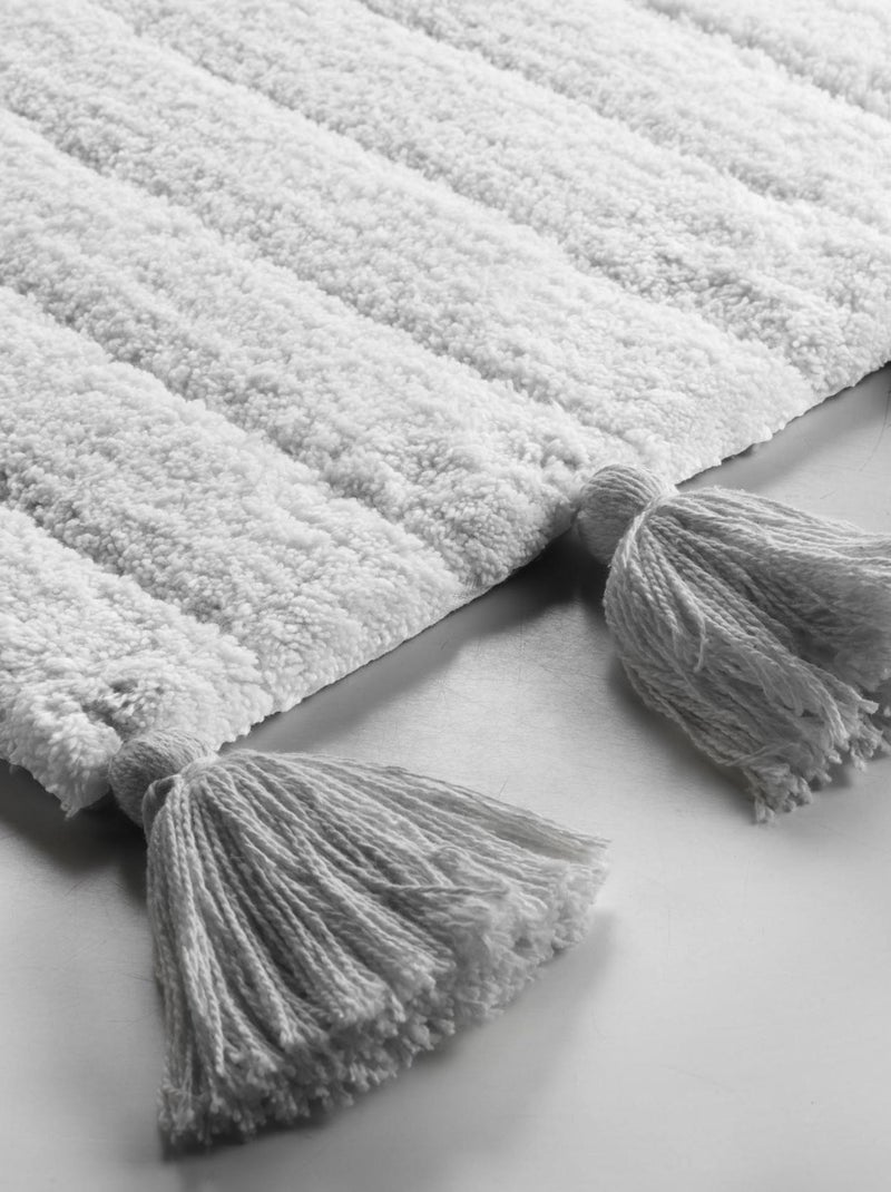 Tappeto da bagno a tinta unita e con nappe Grigio chiaro - Kiabi