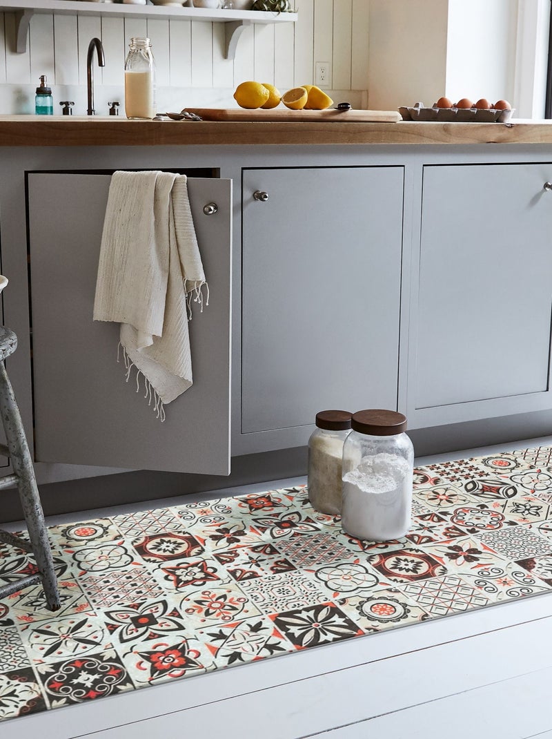 Tappeto da cucina piastrelle di cemento Arancione - Kiabi