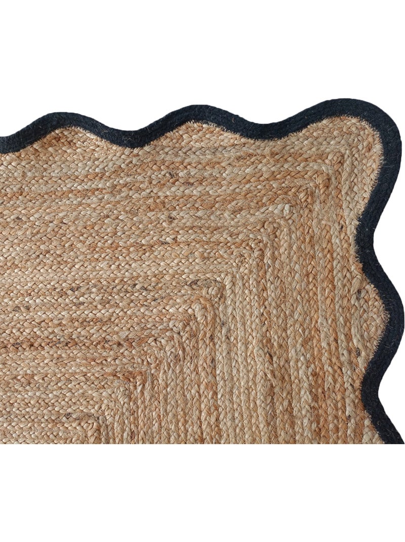 Tappeto da salotto intrecciato con finitura ondulata Nero - Kiabi