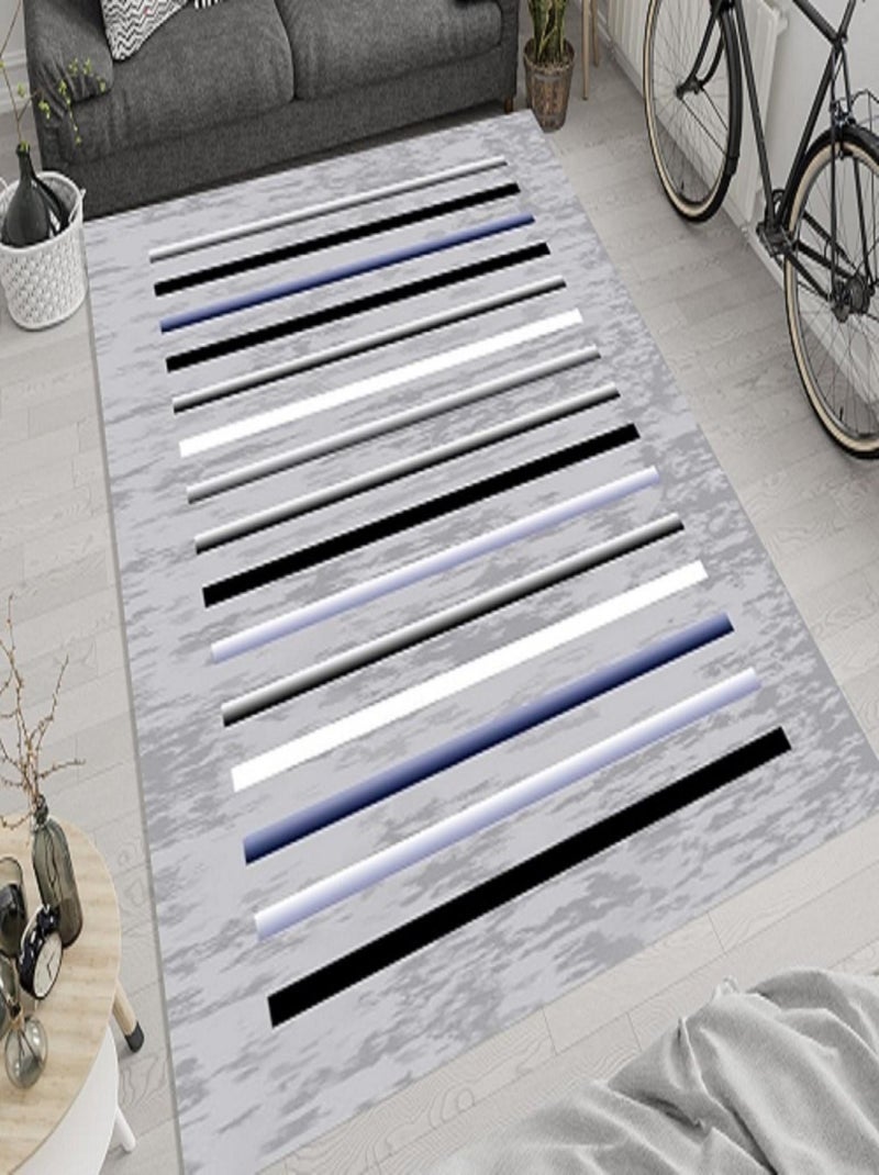 Tappeto da soggiorno a righe Grigio - Kiabi