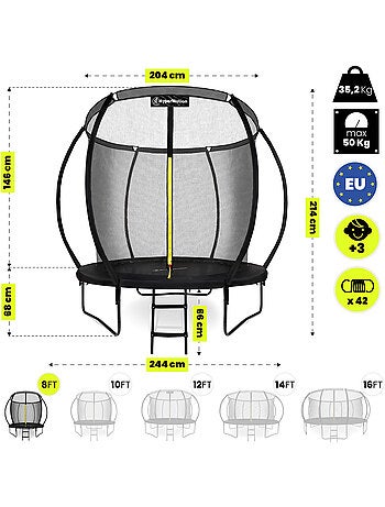 Tappeto elastico bimbi con rete e scaletta 244cm HyperMotion