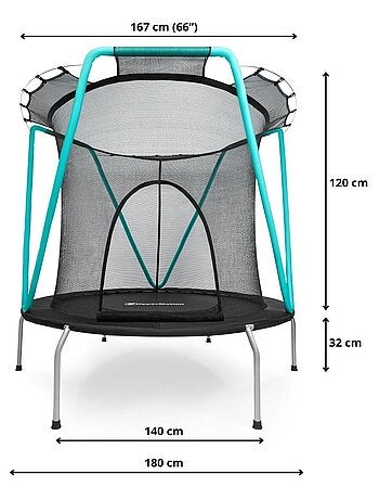Tappeto elastico bimbi con rete sicurezza 167cm HyperMotion