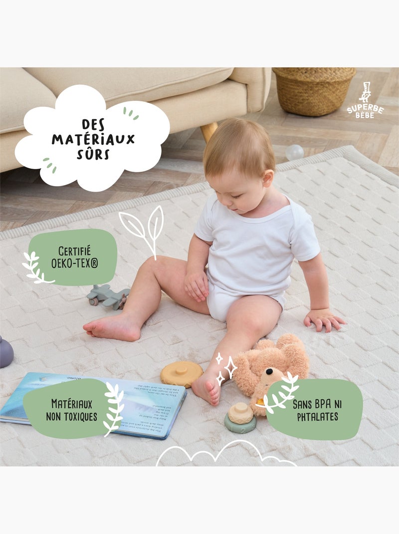 Tappeto gioco e attività in schiuma - 200x150x2,5 - Cocoon Plus | SUPERBE BEBE Beige argilla - Kiabi