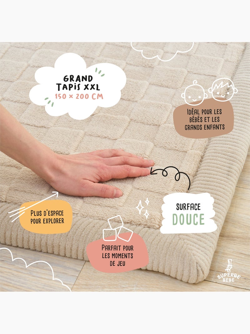 Tappeto gioco e attività in schiuma - 200x150x2,5 - Cocoon Plus | SUPERBE BEBE Beige argilla - Kiabi