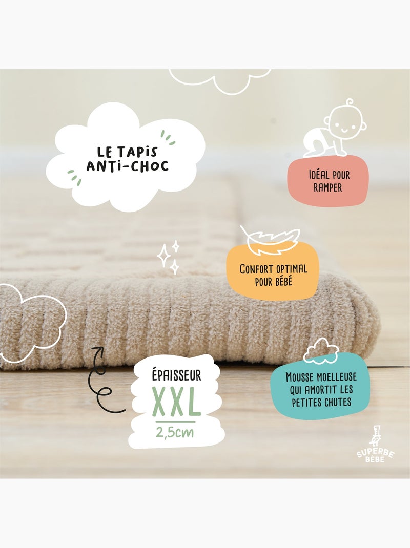 Tappeto gioco e attività in schiuma - 200x150x2,5 - Cocoon Plus | SUPERBE BEBE Beige argilla - Kiabi