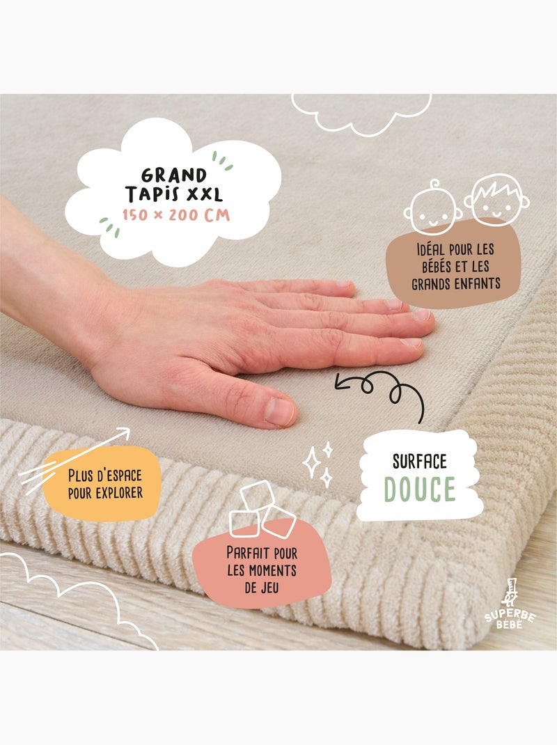 Tappeto gioco e attività in schiuma - 200x150x2,5 - Cocoon Plus | SUPERBE BEBE Beige - Kiabi