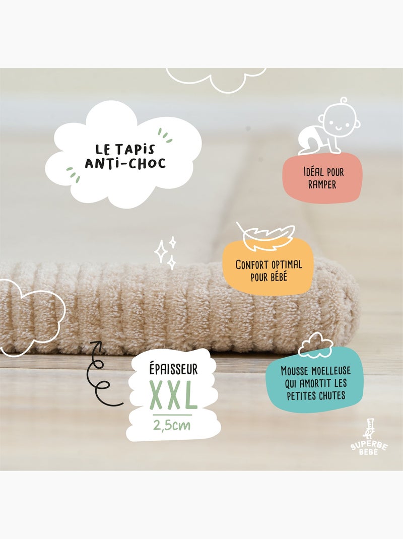 Tappeto gioco e attività in schiuma - 200x150x2,5 - Cocoon Plus | SUPERBE BEBE Beige - Kiabi